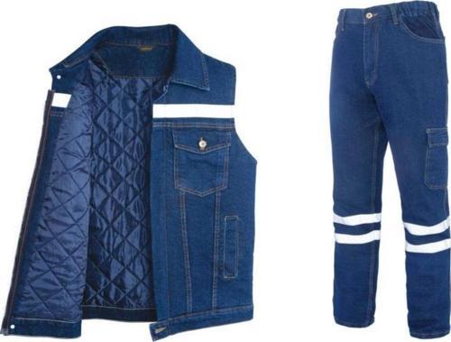 Kot İş Takımı Reflektörlü Kot Pantolon ve Reflektörlü Kapitoneli İş Yeleği Kışlık Myform Marka 9129-2136