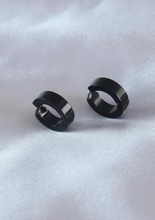 Çelik Siyah Renk Sıkıştırmalı Erkek Küpe - TJ-EKP279