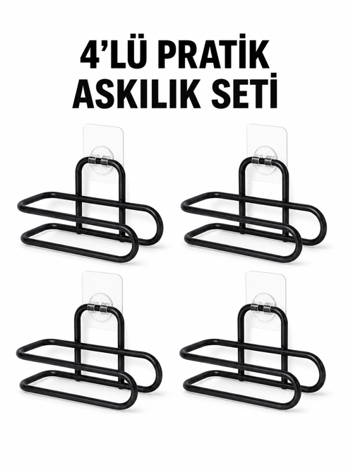 popüler Siyah Metal WC Kağıtlık Yapışkanlı Duvar Tipi Tuvalet Kağıdı Tutucu Seti 4 Adet 20