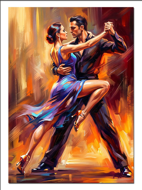 Ateşli Tango Yapan Tutkulu Çift Dekoratif Kanvas - Mdf Ahşap Tablo