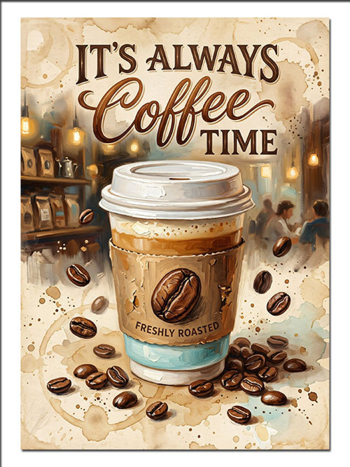 It'S Always Coffee Time Bardak Dekoratif Kanvas - Mdf Ahşap Tablo