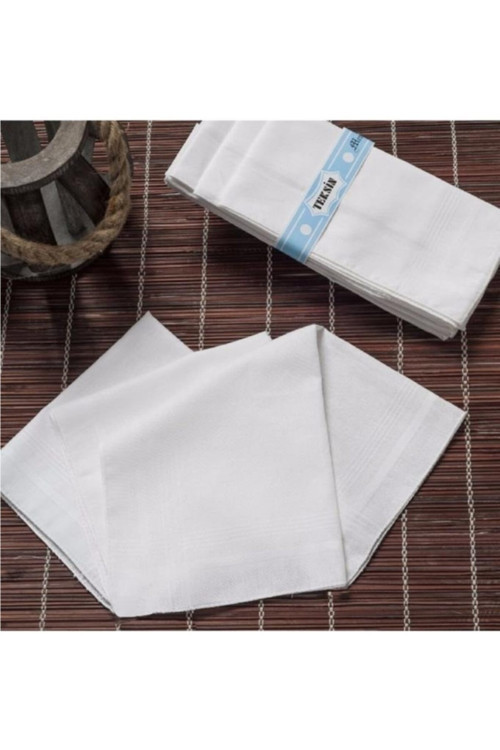 Teksin El Yüz Cep Mendili Beyaz 12 Li Paket 36X36 Cm Tm Beyaz