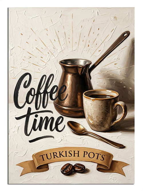 Coffee Time Türk Cezvesi Dekoratif Kanvas - Mdf Ahşap Tablo