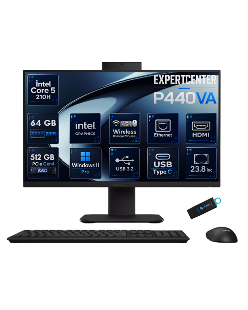 ExpertCenter P400 Intel Core 5 210H 64 GB DDR5 512 GB SSD 23.8'' Full HD IPS Windows 11 Pro All-in-One Bilgisayar P