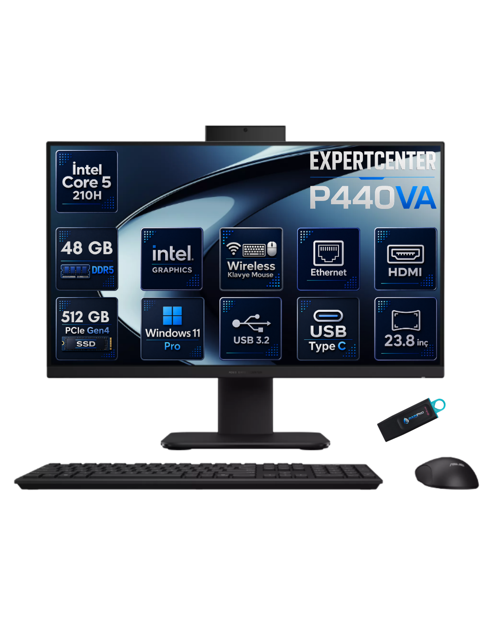 ExpertCenter P400 Intel Core 5 210H 48 GB DDR5 512 GB SSD 23.8'' Full HD IPS Windows 11 Pro All-in-One Bilgisayar P