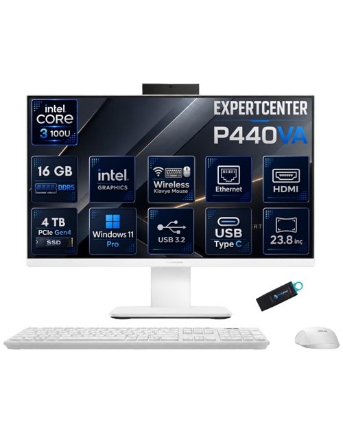ExpertCenter P440VA Intel Core 3 100U 16 GB DDR5 4 TB SSD 23.8'' Full HD Windows 11 Pro All-in-One Bilgisayar P440V
