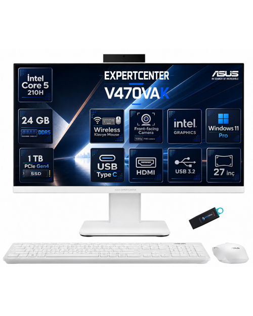 ExpertCenter P400 Intel Core 5 210H 24 GB DDR5 1 TB SSD 27'' Full HD Windows 11 Pro All-in-One Bilgisayar P470VAK-C
