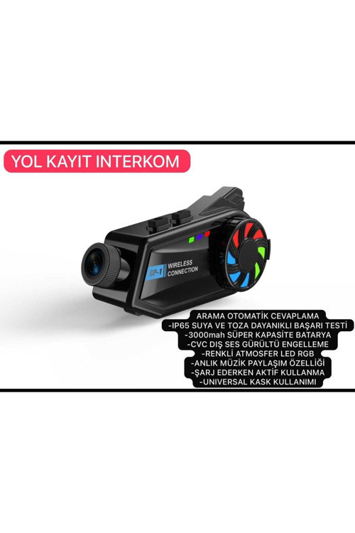 Bt68 Kameralı Intercom Motosiklet Bluetooth Kask Kulaklık Ses Kontrolü 1080p Video Kayıt Interkom