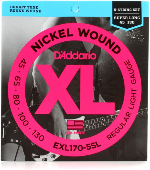 DADDARIO EXL170-5SL BAS GİTAR TEL SETİ , 5 TELLİ, XL, 45-130, SUPER LO
