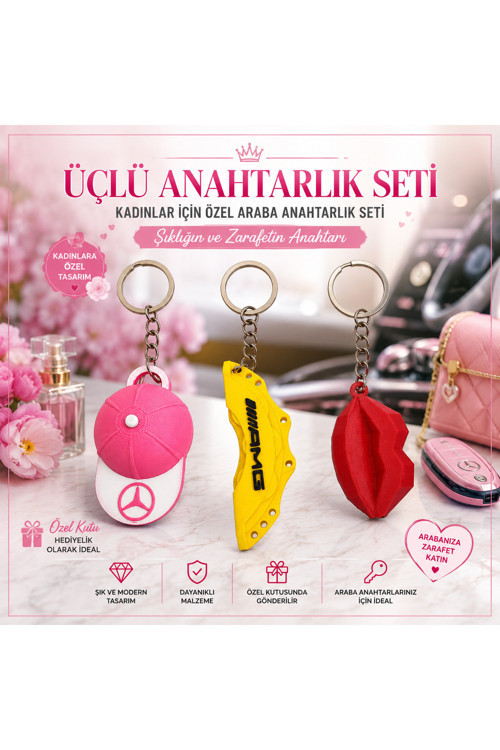 Üçlü Araba Anahtarlık Seti