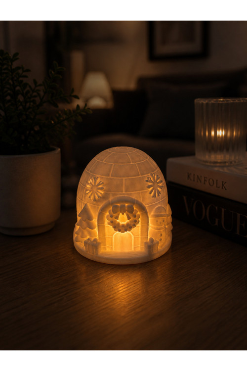Dekoratif Tealight Aydınlatmalı Kış Evi