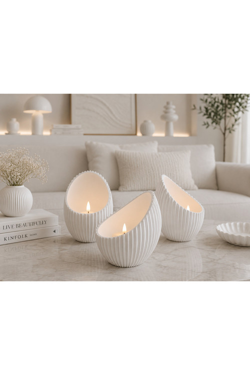 Dekoratif Mumluk Üçlü Set Mumlar Paket İçeriğinde Değildir