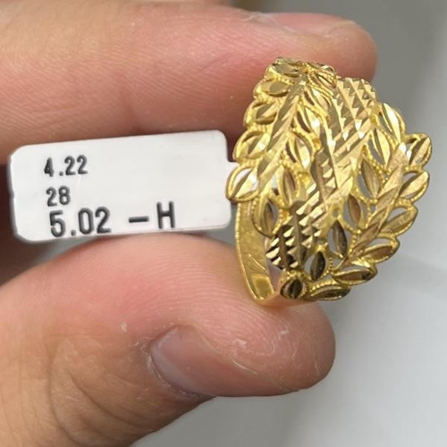 Yaprak Ajurlu Örgü Altın Döküm Yüzük 22 Ayar 4.22 Gram Kadın Hediye - Y000103