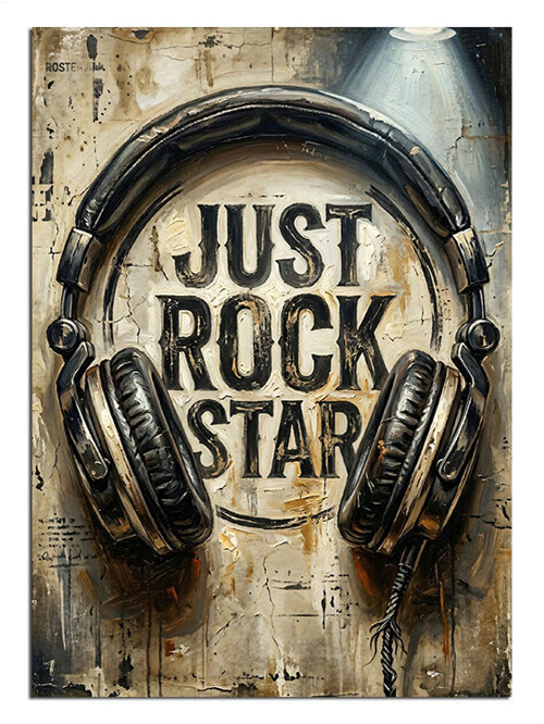 Just Rock Star Kulaklık Poster Dekoratif Kanvas - Mdf Ahşap Tablo