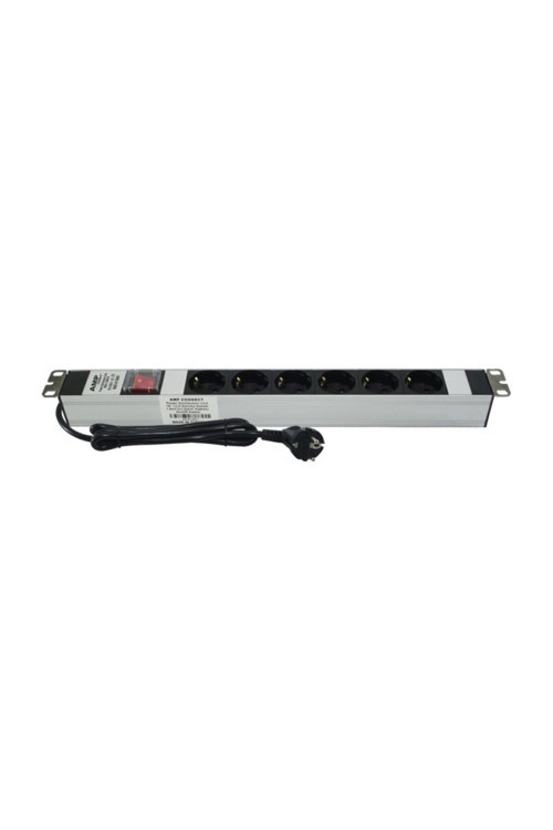 19" 1U 6'Lı Şebeke Prizli On-Off Anahtarlı Pdu