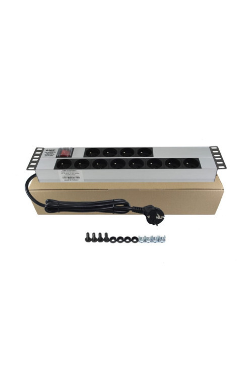 Cantekstore Pdu 12'Li (Fransız) Ups Soket On/Of Anahtarlı Alüminyum Rack Kabin Grup Prizi