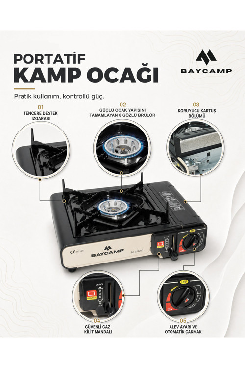 Portatif Kamp Ocağı Siyah – Otomatik Ateşlemeli