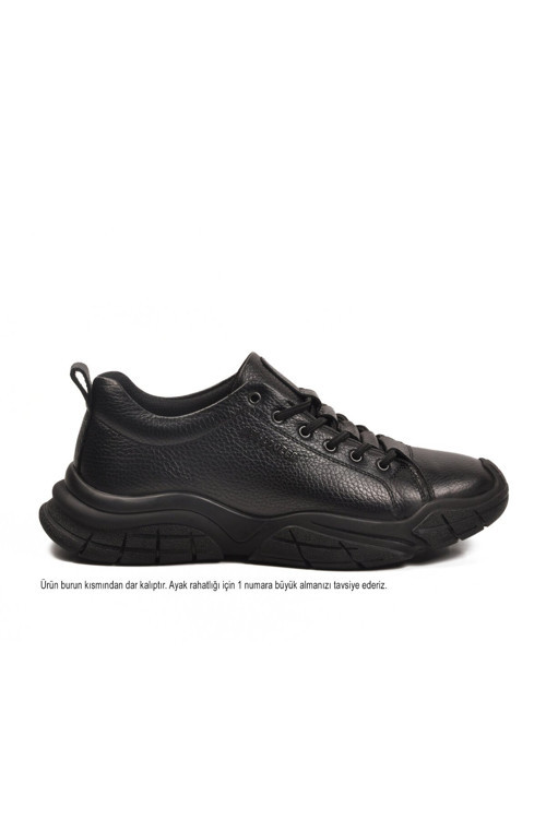 Siyah Floter Hakiki Deri Dar Kalıp Kaymaz Taban Erkek Günlük Ayakkabı 260037