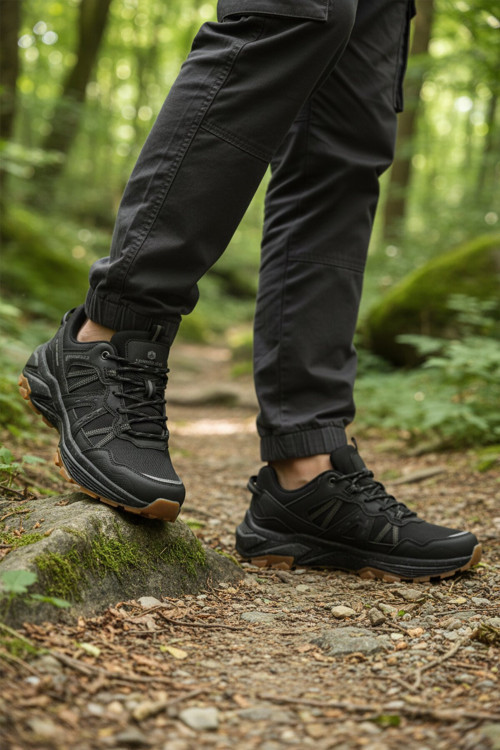 Siyah Su Geçirmez Kaymaz Tabanlı Erkek Outdoor Trekking Ayakkabı 101 24682 Rochester