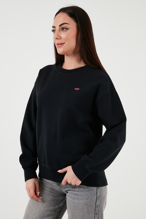 Pamuklu Regular Fit Bisiklet Yaka Kadın Sweat A3172-0010 SİYAH