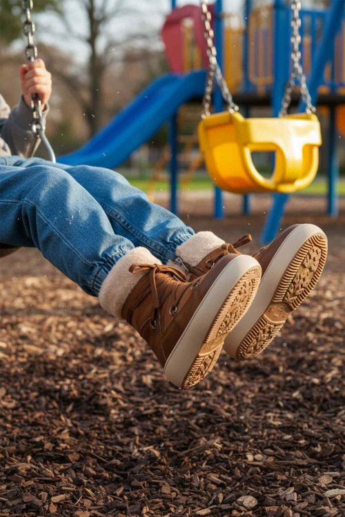 Taba İçi Polarlı Fermuarlı Kaymaz Tabanlı Kız Çocuk Bot Selis F