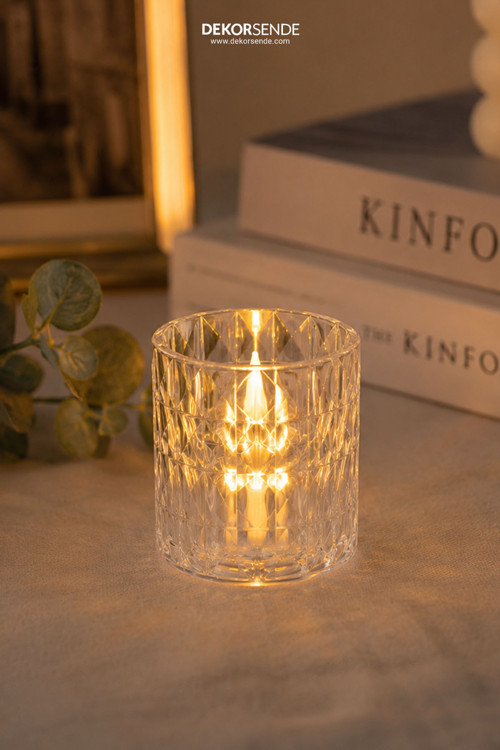 Plastik Pilli Mum Tealight Şeffaf 7,5 Cm