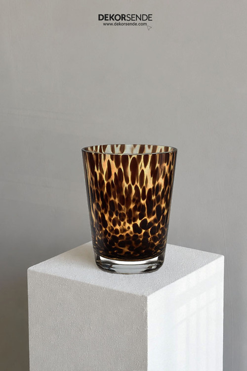 Cam Mumluk Leopar Desen 22 Cm