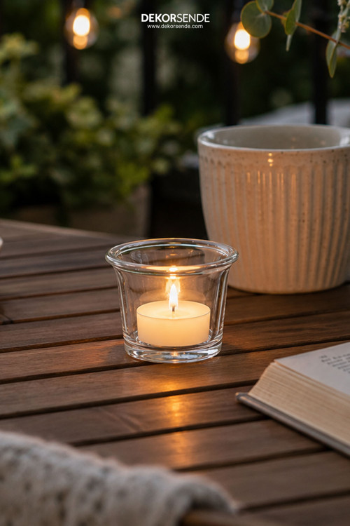 Silindir Cam Tealight Mumluk Şeffaf 5 Cm