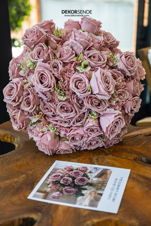 Yapay Gül Lilyum Ortanca Demeti 49 Cm Lila