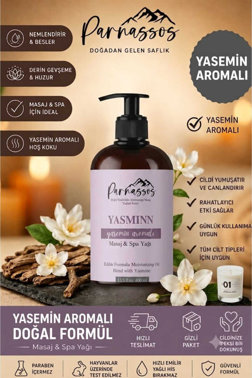 Yasemin Aromalı Masaj Yağı 400 Ml – Çiçeksi Ve Zarif Koku – Büyük Boy – Kolay Yayılım – Uzun Süreli Masaj Keyfi