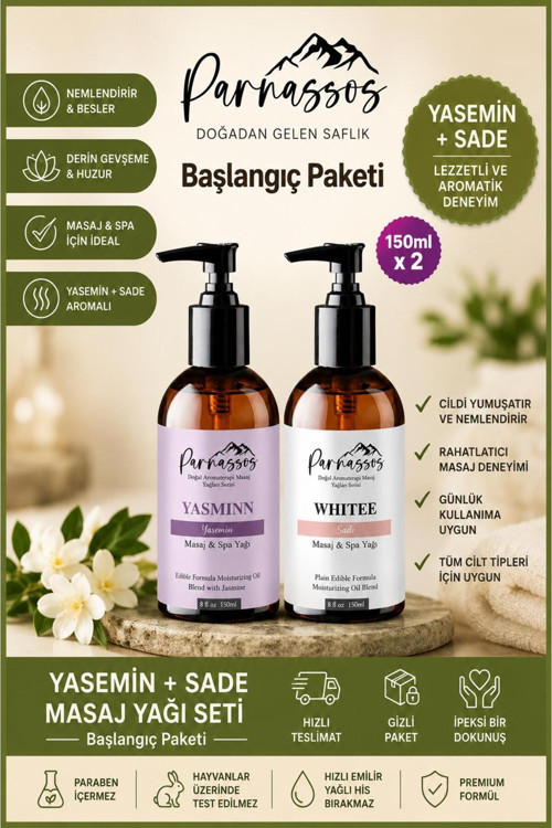 Yasemin & Sade Masaj Yağı Seti 150 Ml + 150 Ml | Doğal Vücut Masaj Yağı İkili Paket