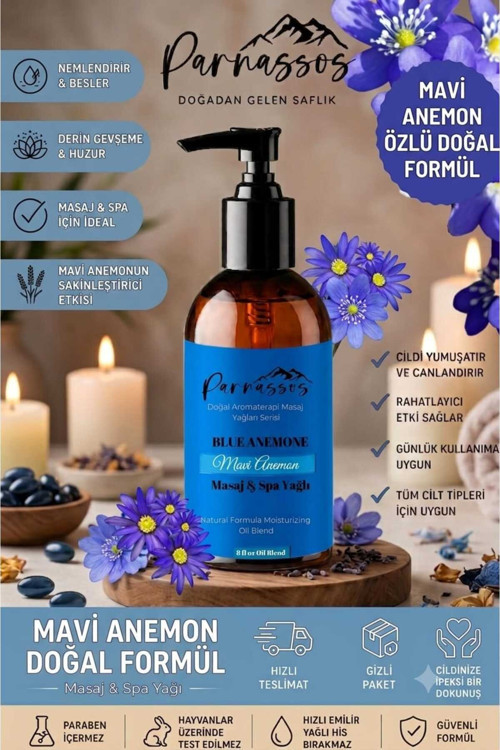 Mavi Anemon Aromalı Masaj Yağı 150 Ml – Ferah Çiçeksi Koku, İpeksi Dokunuş Ve Masaj Deneyimi