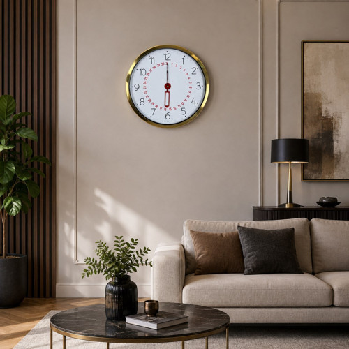 Büro Ev Ofis Hediyesi için 40CM Golden Metal Takvimli Duvar Saati