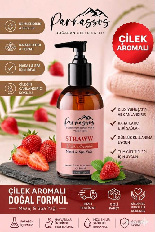 Doğal Çilekli Aromaterapi A.F.R.O.D.İ.Z.Y.A.K Etkili Masaj Yağı Doğal Köy Yapımı