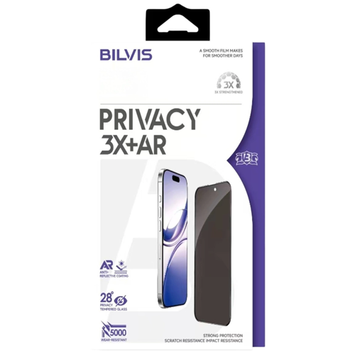 İphone 17 Bilvis 3X Ar Hayalet Cam Ekran - Siyah