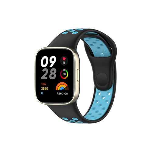 Watch 3 Spor Delikli Kordon - Siyah-Mavi