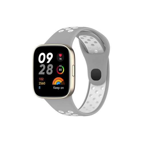 Watch 3 Spor Delikli Kordon - Gri-Beyaz