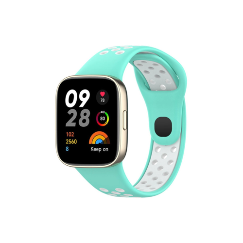 Watch 3 Spor Delikli Kordon - Turkuaz-Beyaz