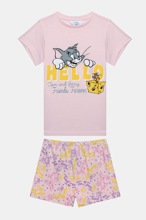Kız Çocuk Tom&Jerry Çok Renkli Pijama Takımı