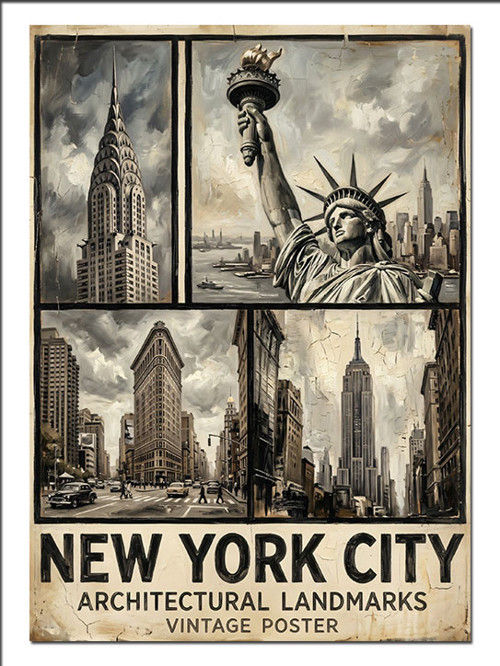 New York City Siyah Beyaz Poster Dekoratif Kanvas - Mdf Ahşap Tablo