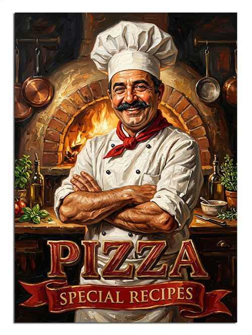 Pizza Special Recipes Şef Posteri Dekoratif Kanvas - Mdf Ahşap Tablo