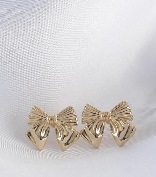 Pirinç Gold Renk Fiyonk Küpe - TJ-BKP8942
