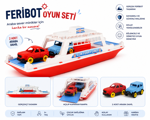 46 cm Büyük Yolcu Gemisi Oyuncak – Hareketli Tekerlekli Feribot