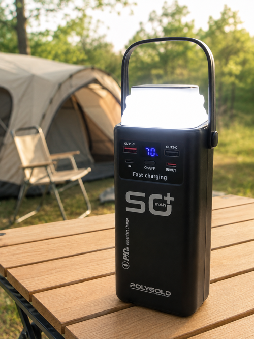 Yüksek Kapasiteli 50.000 mAh Powerbank 22,5 W Hızlı Şarj 4 Dahili Kablo LED Aydınlatma