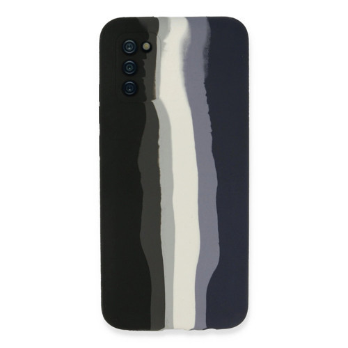 Samsung Galaxy A03s Kılıf Ebruli Lansman Silikon - Siyah-lacivert