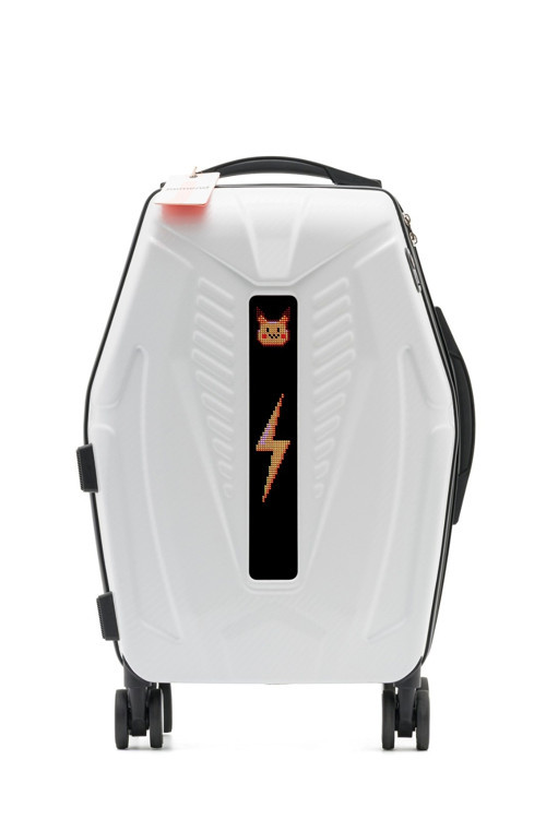 Siber LED Ekranlı Akıllı Valiz Beyaz (Kabin Boy)+Powerbank Dahildir