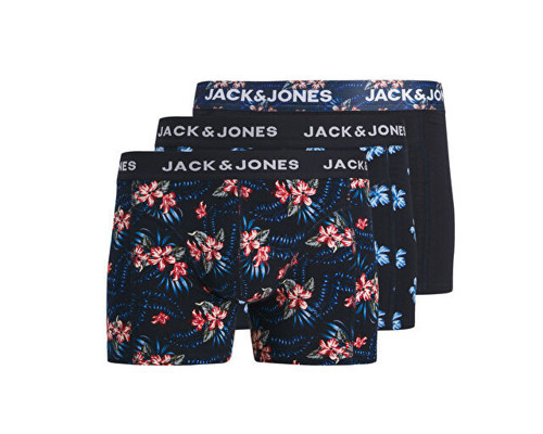 Jack Jones JACLAMINE FLOWER TRUNKS 3 PACK SN Erkek Boxer (3'Lü) 12301206-SKY-CAPTAIN Lacivert