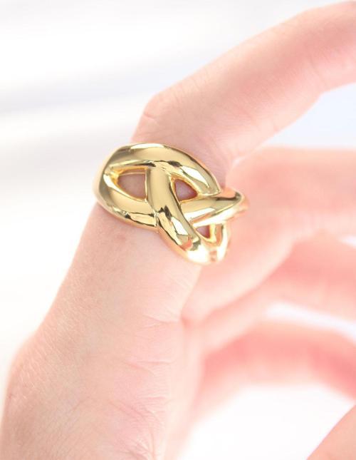Düğüm Model Gold Renk Ayarlanabilir Yüzük - TJ-BYK3126