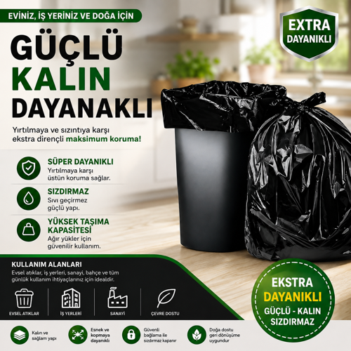 Taşınma Ve Nakliye Jumbo Boy Kalın Siyah Dökme Çöp Poşeti (80 X 110 CM) 1 Kg