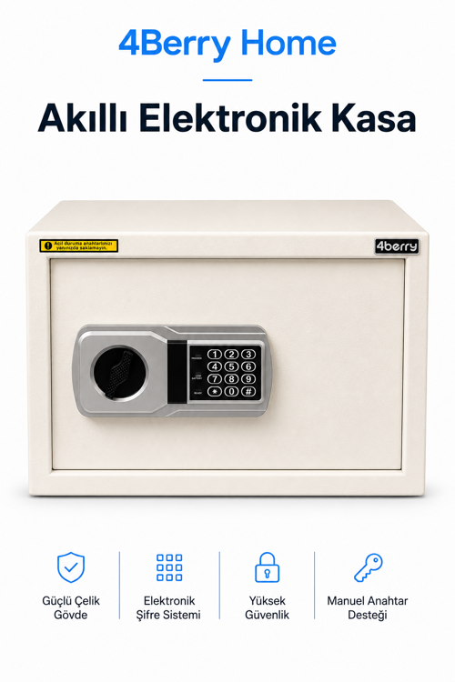 TC-028 Akıllı Elektronik Kasa – Şifreli Dijital Çelik Kasa, Acil Durum Anahtarlı